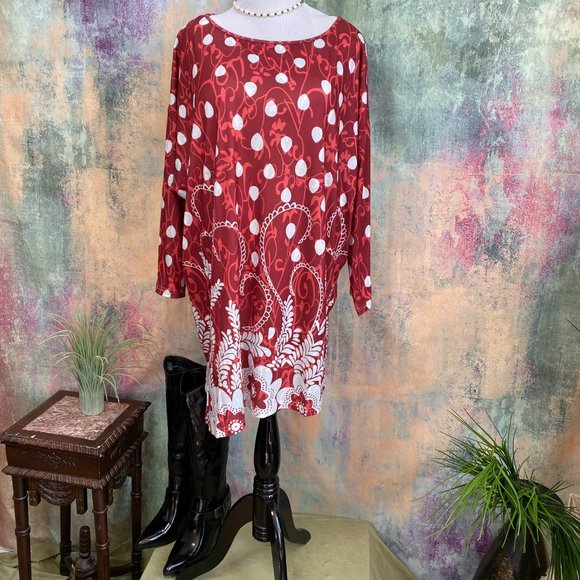 NWOT๐Tunic -- Asymmetrical Short Dress Polka Dots - Picture 1 of 15
